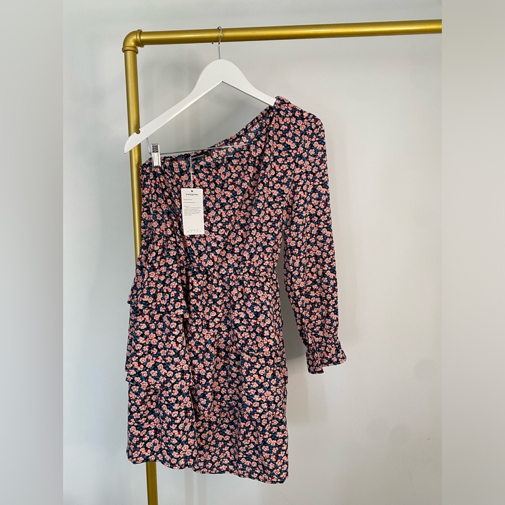 Pretty Garden One Shoulder Flower Dress Size M #Lux-G